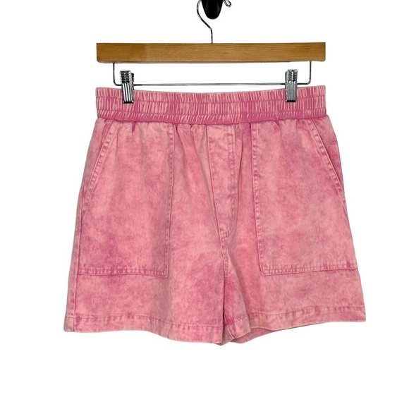 entro Pants - Entro Womens Elastic Waist Acid Wash Shorts Size Small Pink 100% Cotton Pockets